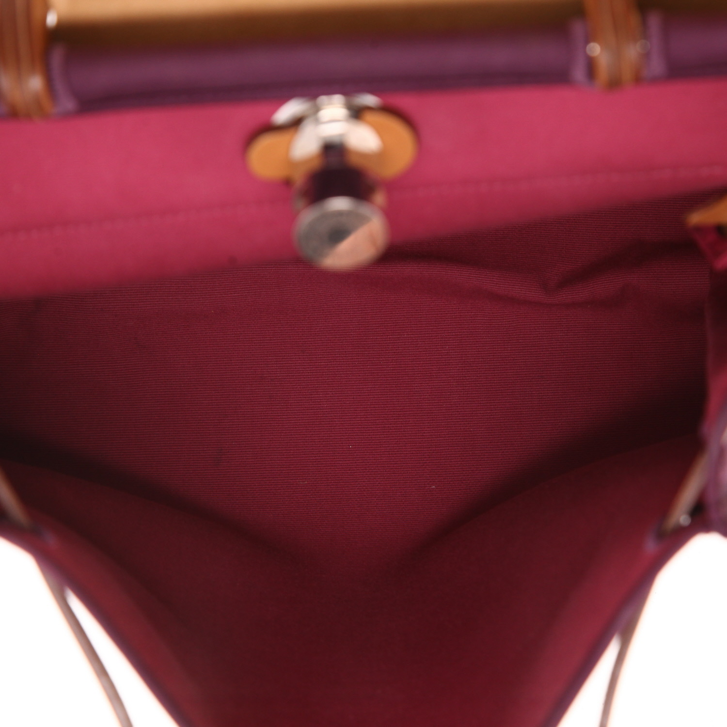 Borsa da spalla o a mano Hermès  Herbag in tela viola e mucca Hunter - Detail D3