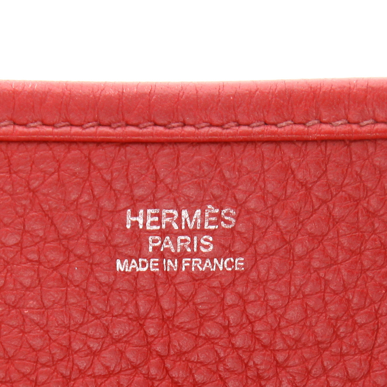 Hermès  Evelyne shoulder bag  in red Piment togo leather - Detail D2