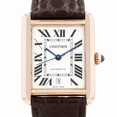 Montre Cartier Tank Solo grand modèle  en or rose et acier Ref: Cartier - 3514  Vers 2010