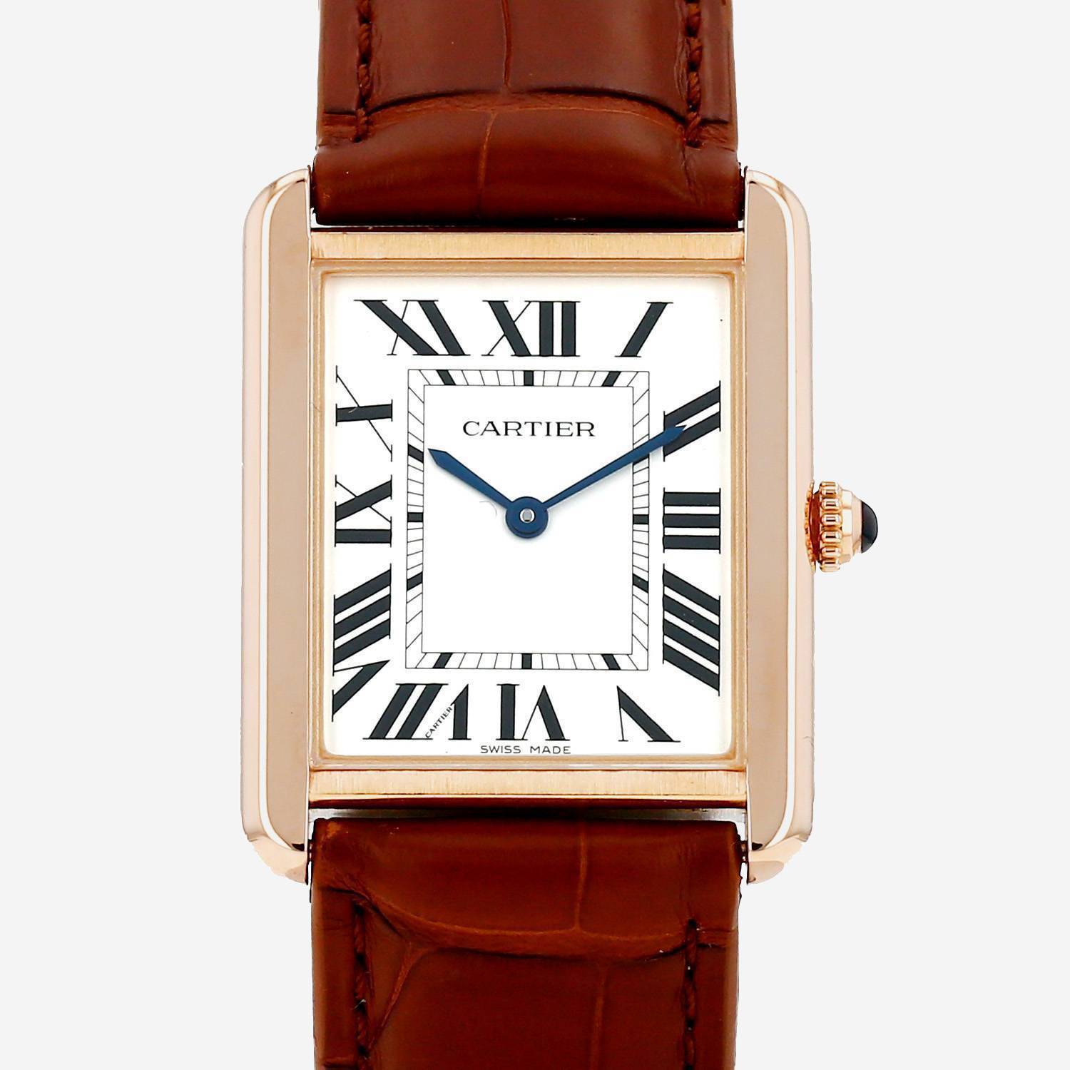 Orologio Cartier Tank Solo grande  in oro rosa e acciaio Ref: Cartier - 3167  Circa 2010