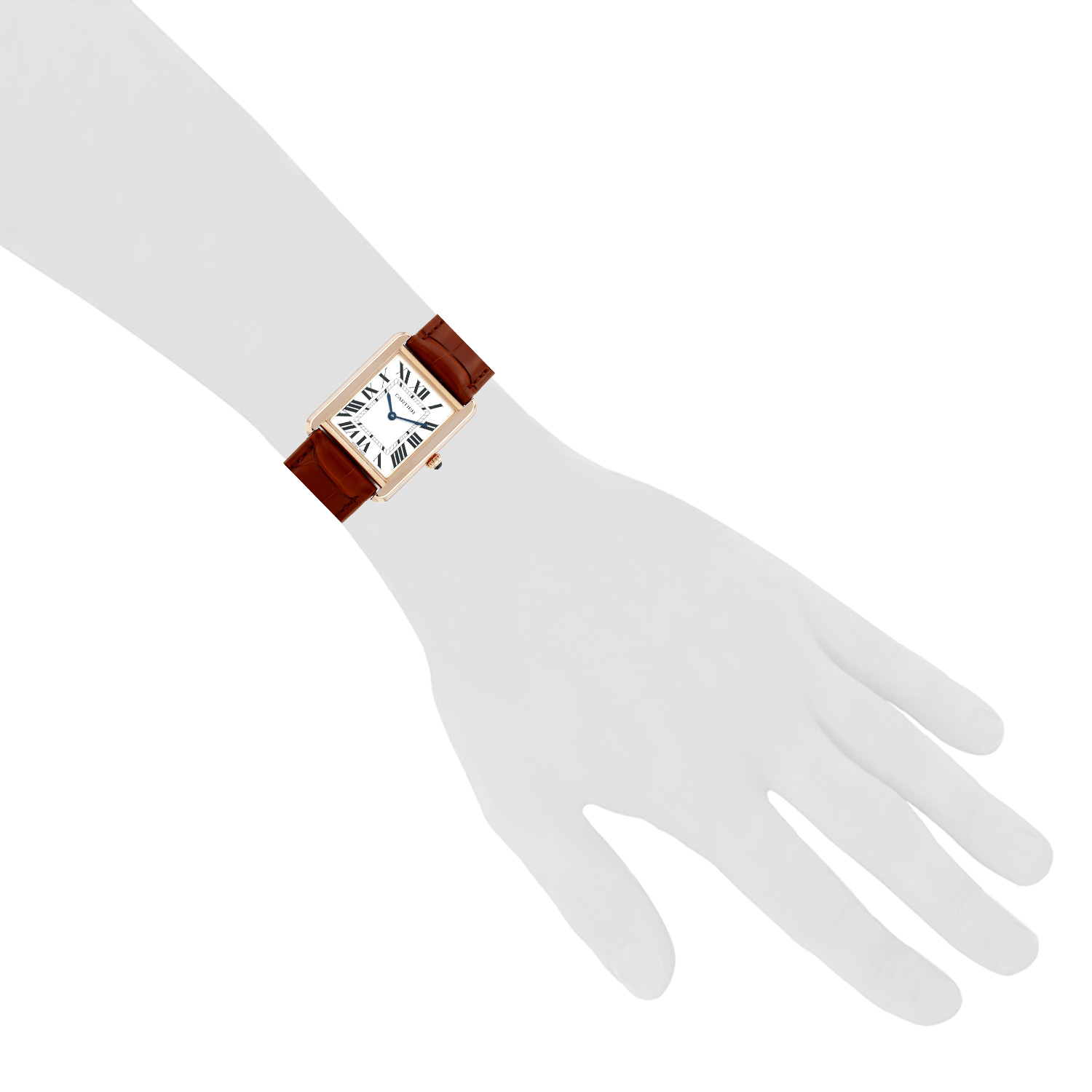 Cartier Tank Solo  large  in pink gold and stainless steel Ref: Cartier - 3167  Circa 2010 - Detail D1