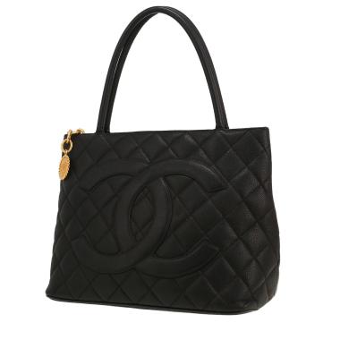 Sac à main Chanel  Medaillon en cuir grainé matelassé noir