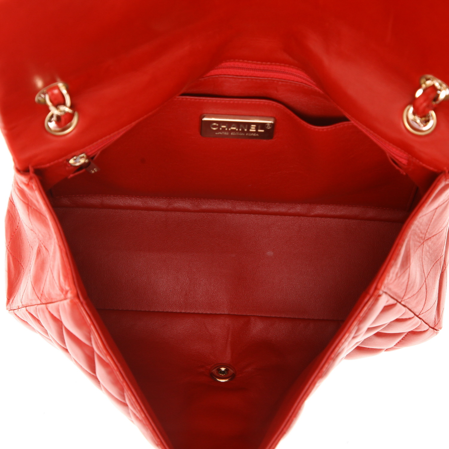 Chanel  Timeless Jumbo handbag  in red quilted leather - Detail D3