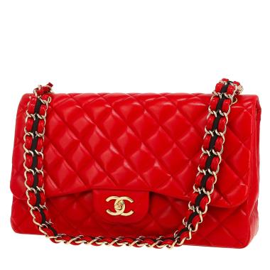 Chanel  Timeless Jumbo handbag  in red quilted leather