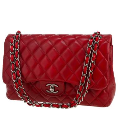 Chanel  Timeless Jumbo shoulder bag  in burgundy quilted leather