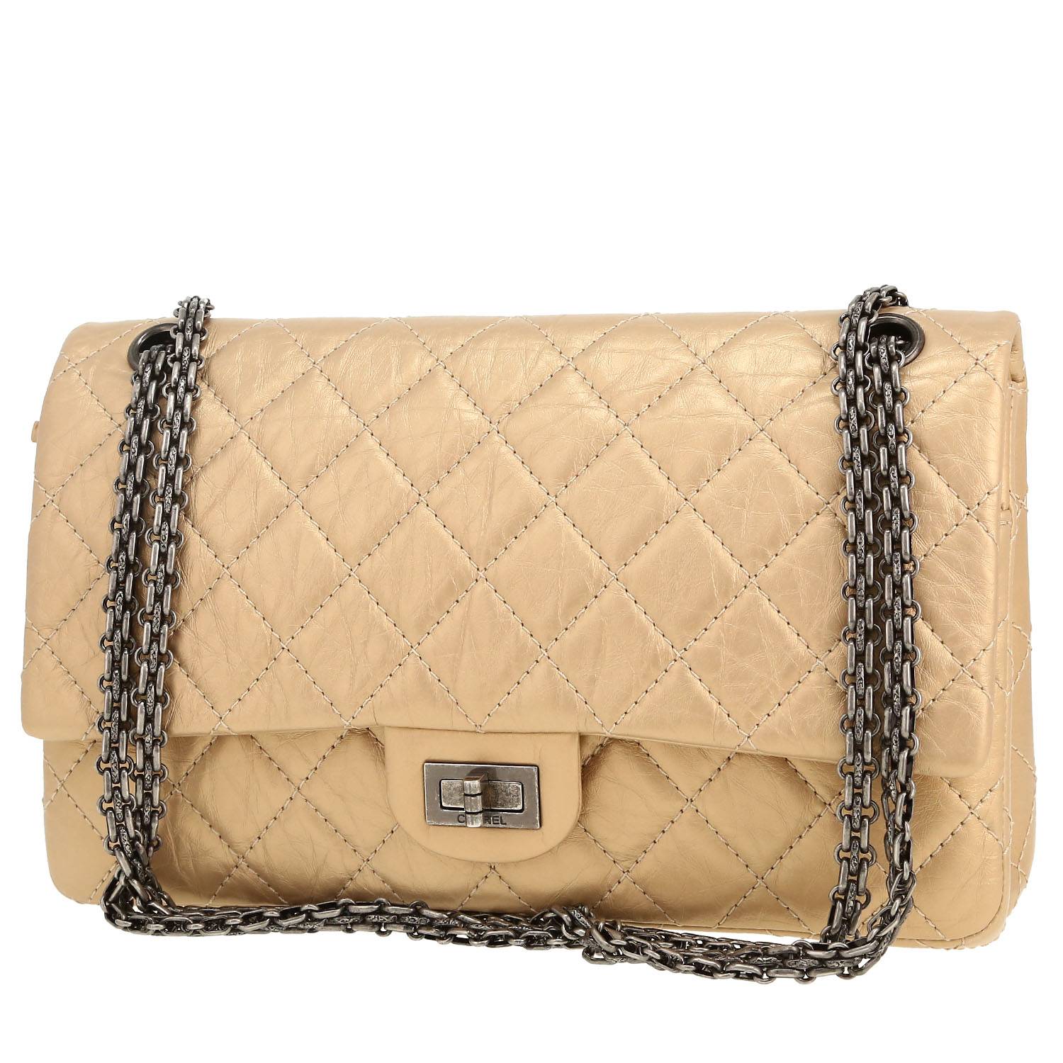 Bolso bandolera Chanel  2.55 en cuero acolchado dorado