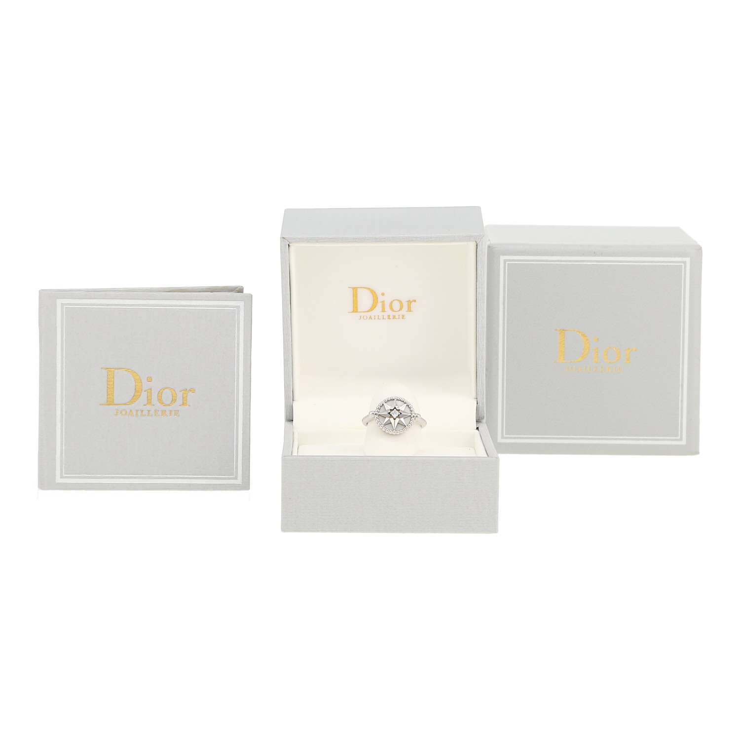 Twisted Dior Rose des vents ring in white gold, mother of pearl and diamond - Detail D2