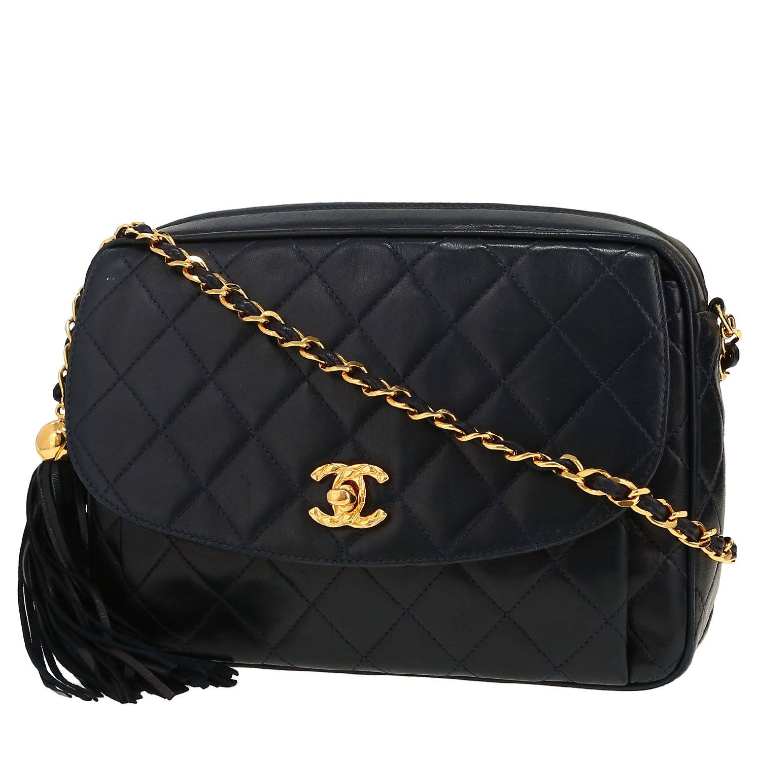 Borsa Chanel  Vintage in pelle trapuntata blu marino - 00pp