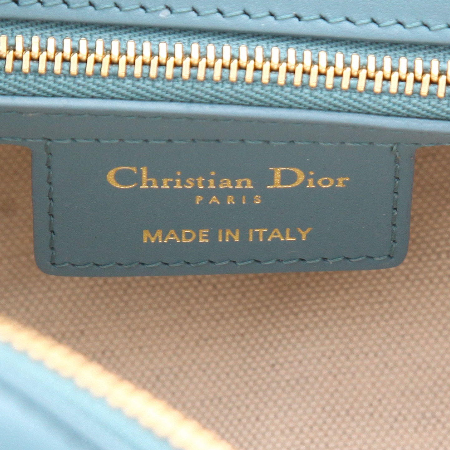 Dior  Bowling handbag  in blue and white smooth leather - Detail D2