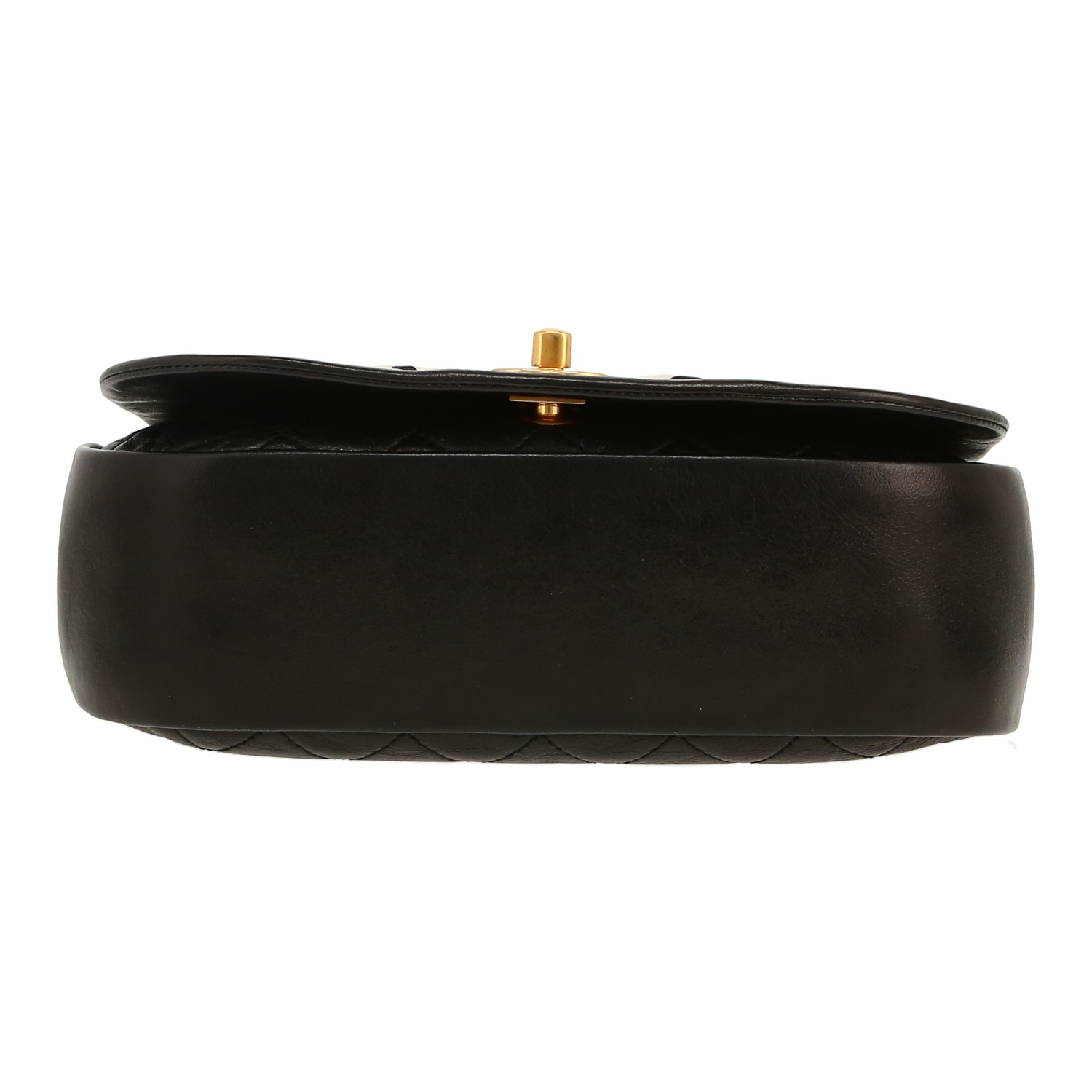 Borsa a tracolla Chanel   in pelle trapuntata nera e bianca - Detail D1