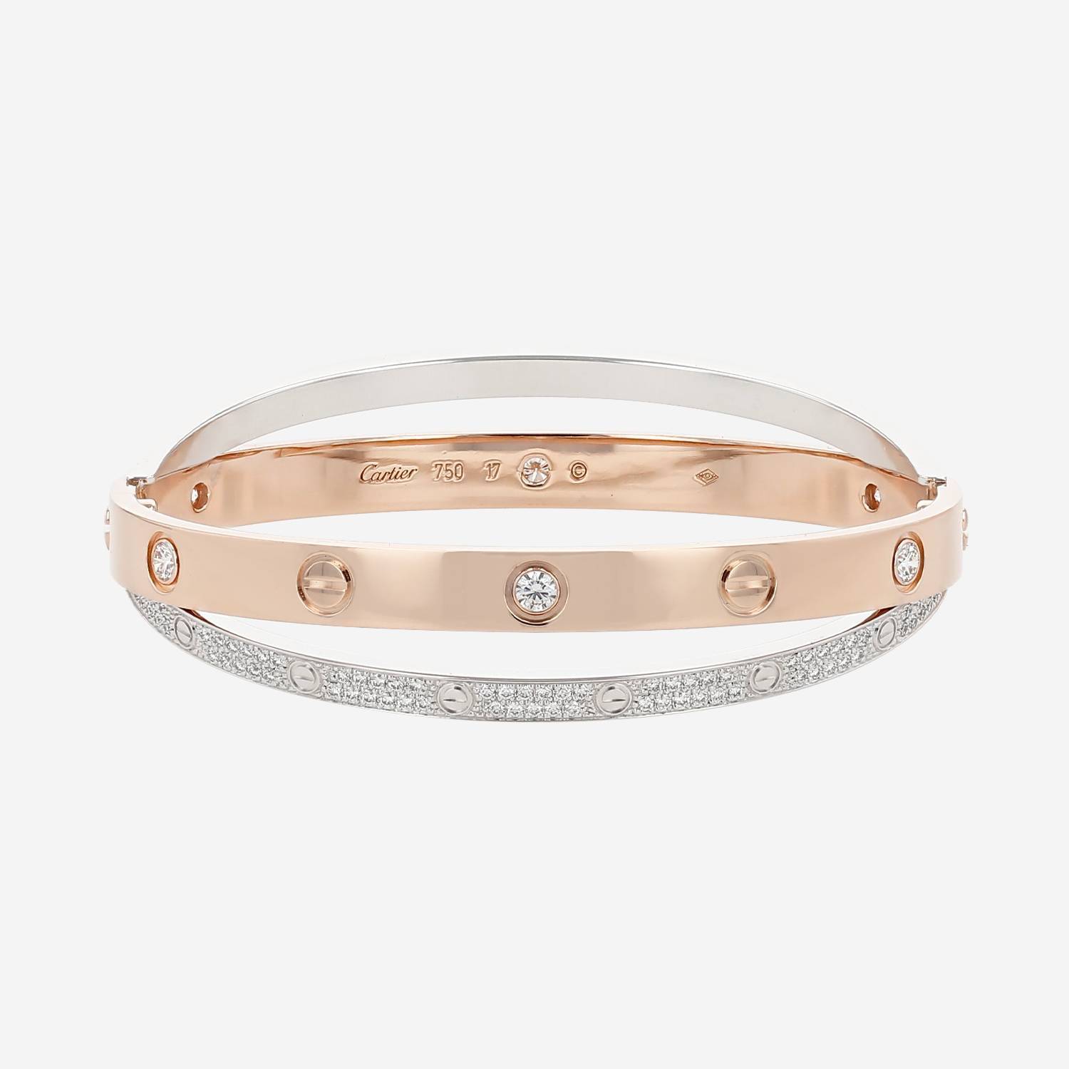 Bracciale Cartier Love Astro in oro rosa, oro bianco e diamanti