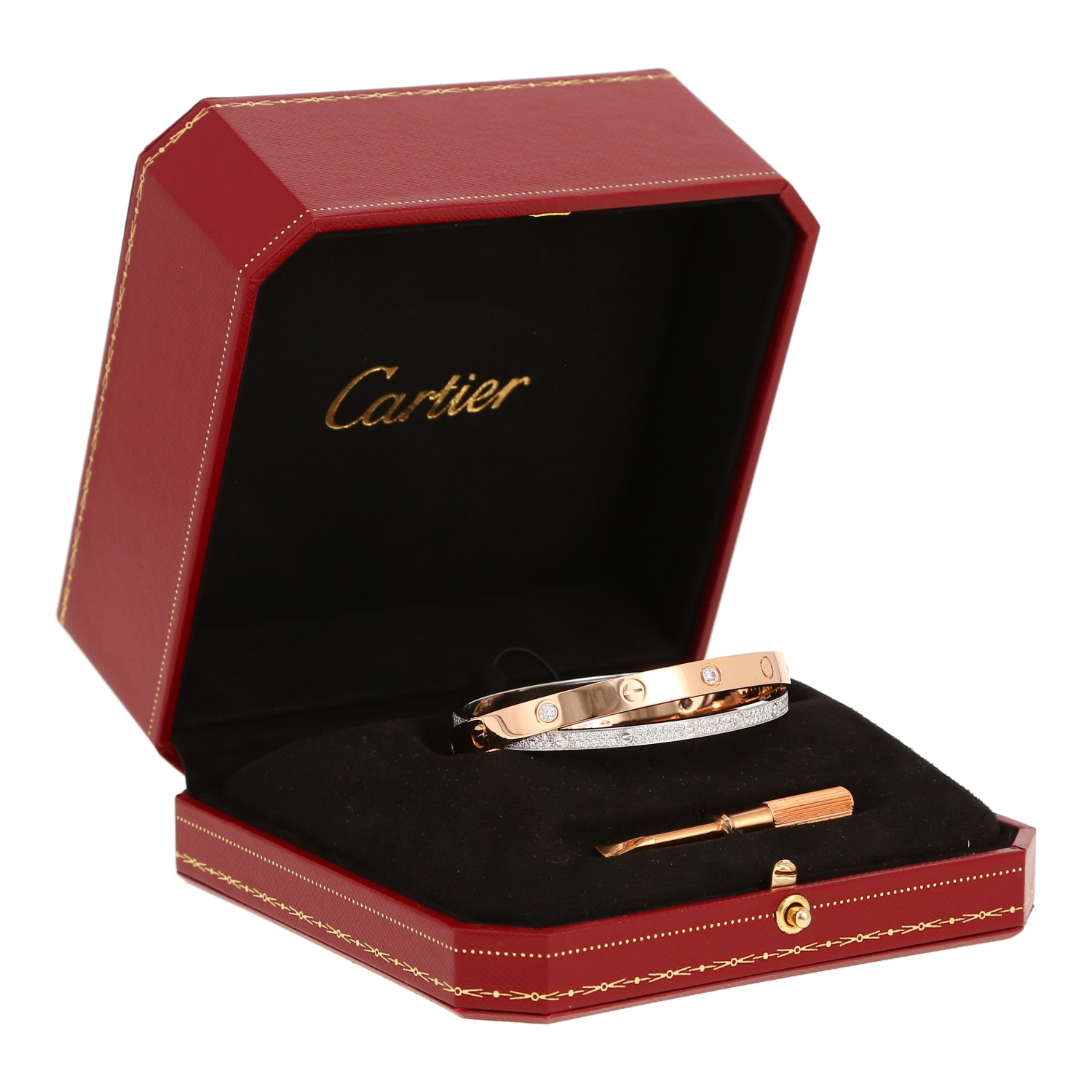 Brazalete Cartier Love Astro de oro rosa, oro blanco y diamantes