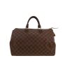 Sac à main Louis Vuitton  Speedy 35 en toile damier ébène et cuir marron - 360 thumbnail