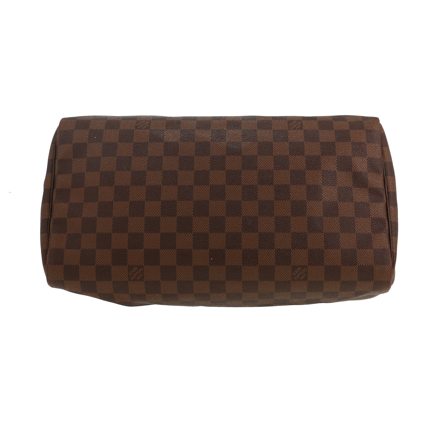 Bolso de mano Louis Vuitton  Speedy 35 en lona a cuadros ébano y cuero marrón - Detail D1