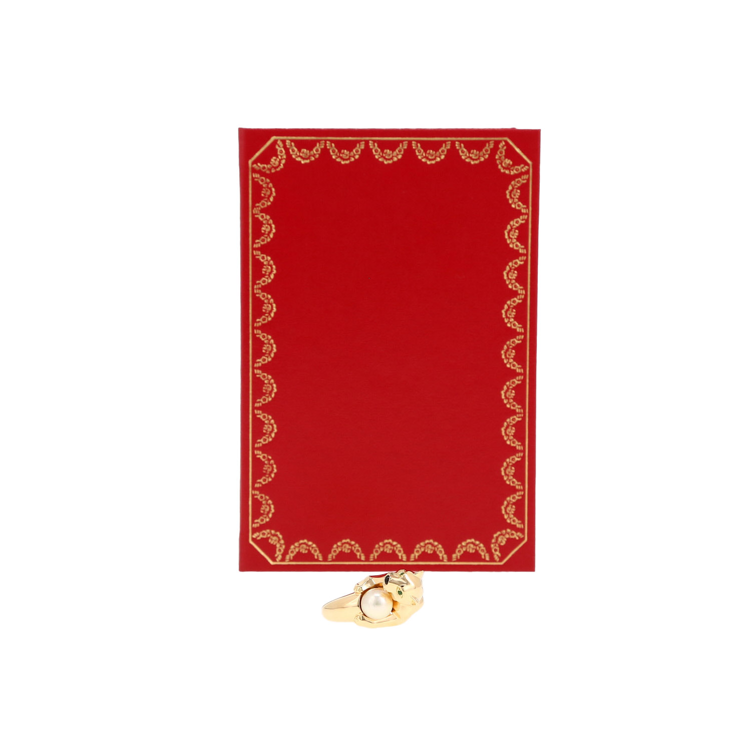 Sortija Cartier Panthère Vedra de oro amarillo, perla cultivada y ónix de esmeralda - Detail D2