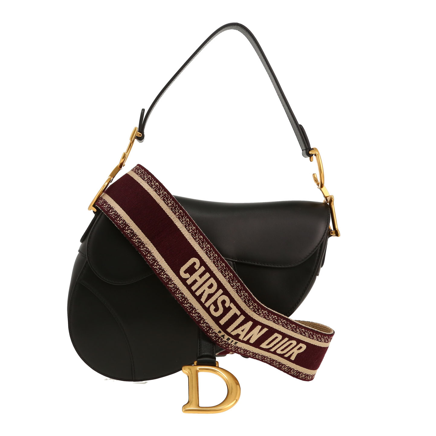 Bolso de mano Dior  Saddle en cuero negro - Detail D4