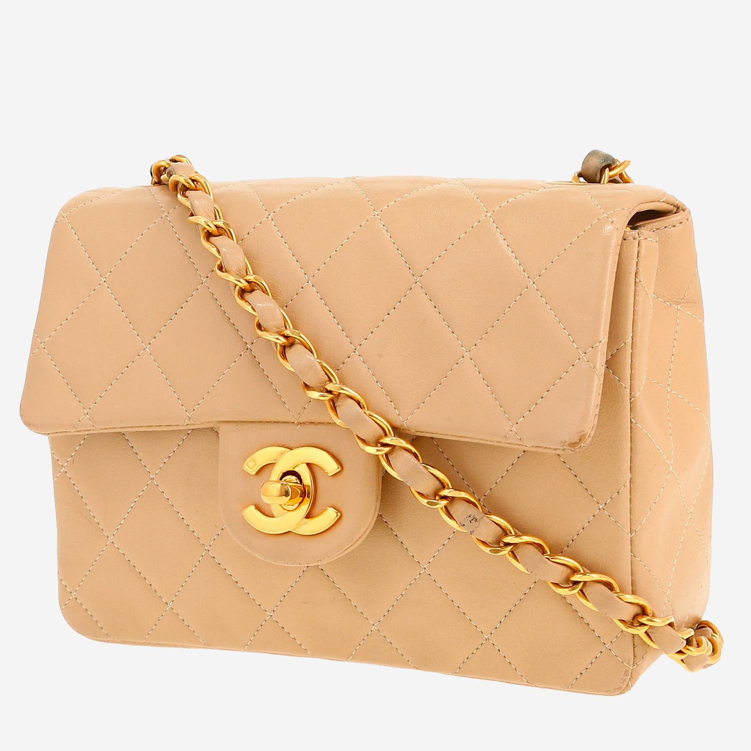 Bolso bandolera Chanel  Mini Carré en cuero acolchado beige