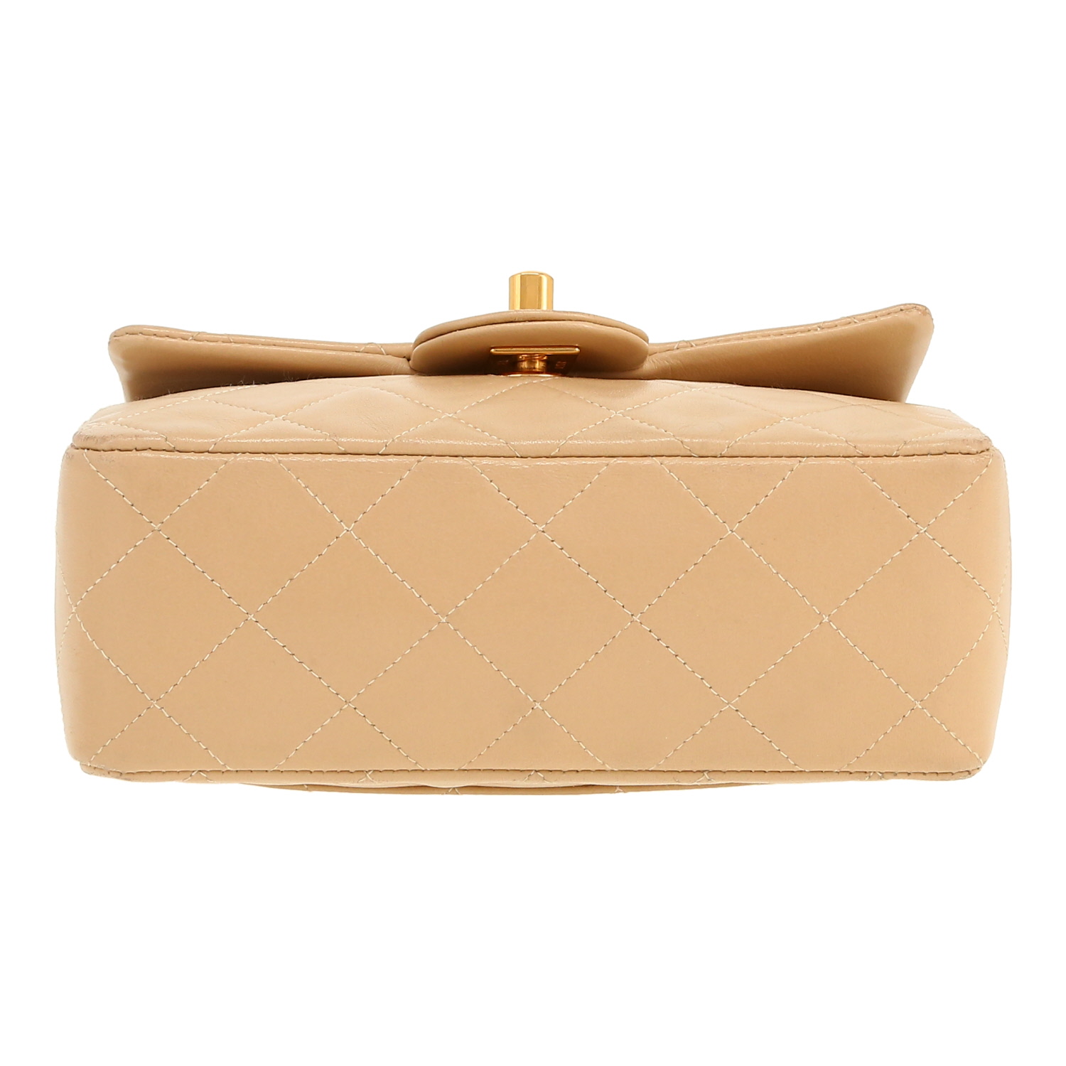 Borsa a tracolla Chanel  Mini Carré in pelle trapuntata beige - Detail D1