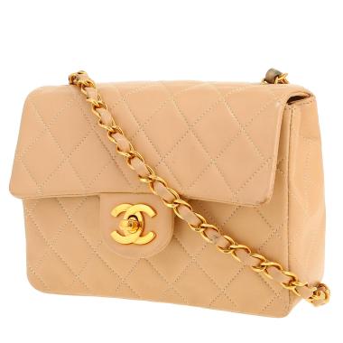 Sac bandoulière Chanel  Mini Carré en cuir matelassé beige