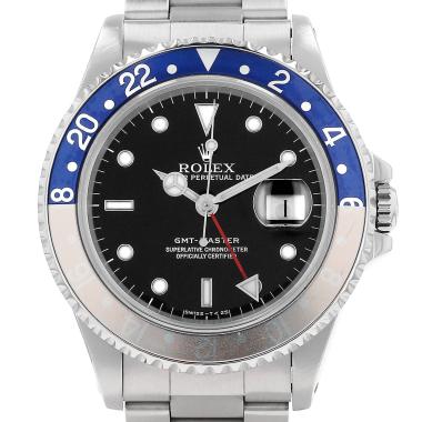 Montre Rolex GMT-Master lunette patinée "faded red" en acier Ref: Rolex - 16700  Vers 1997