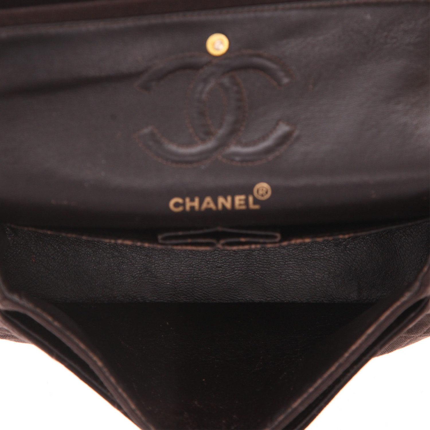 Bolso de mano Chanel  Timeless Petit en jersey marrón - Detail D3