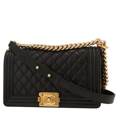 Chanel  Boy shoulder bag  in black quilted leather
