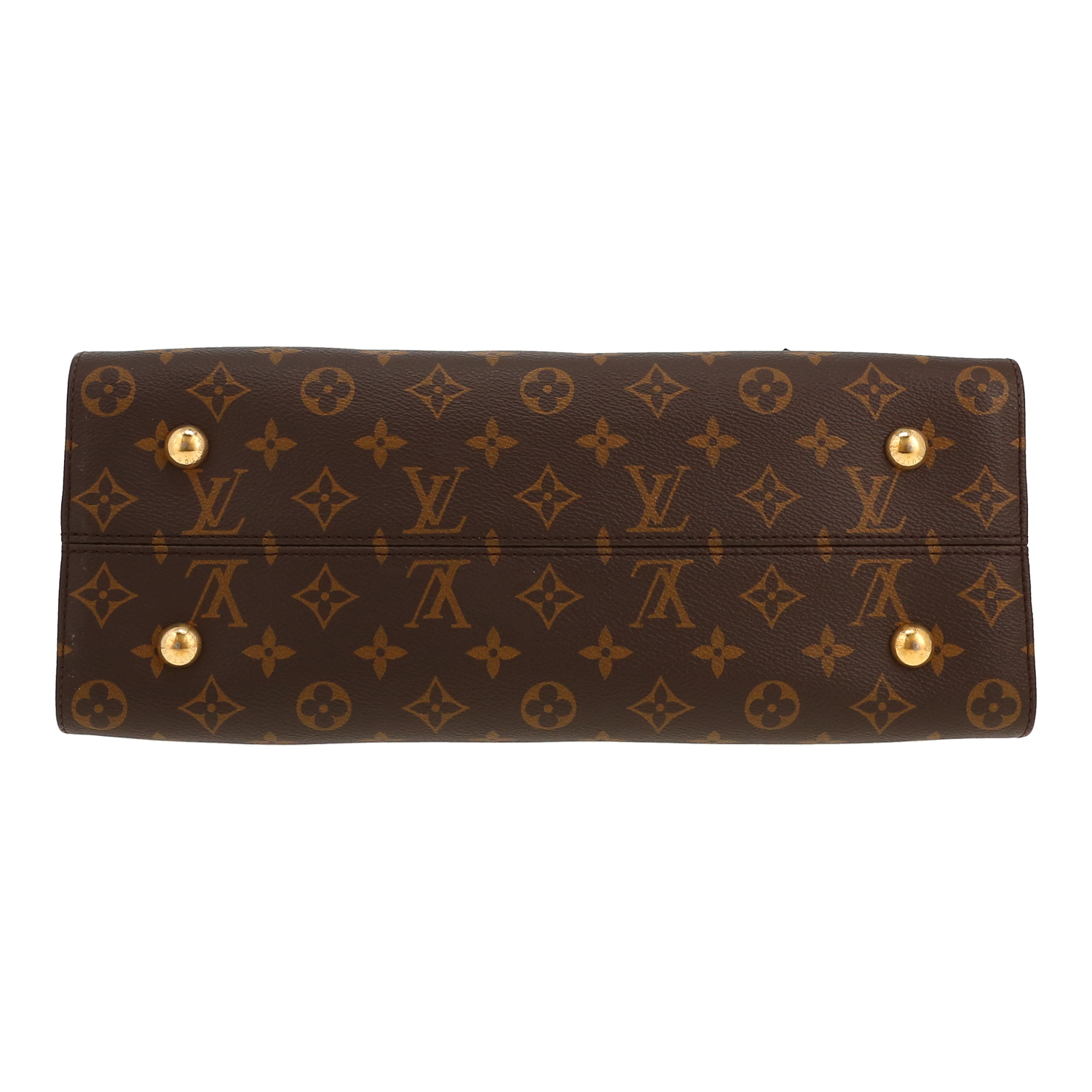 Bolso de mano Louis Vuitton  Tuileries en cuero rojo y negro y lona Monogram marrón - Detail D1