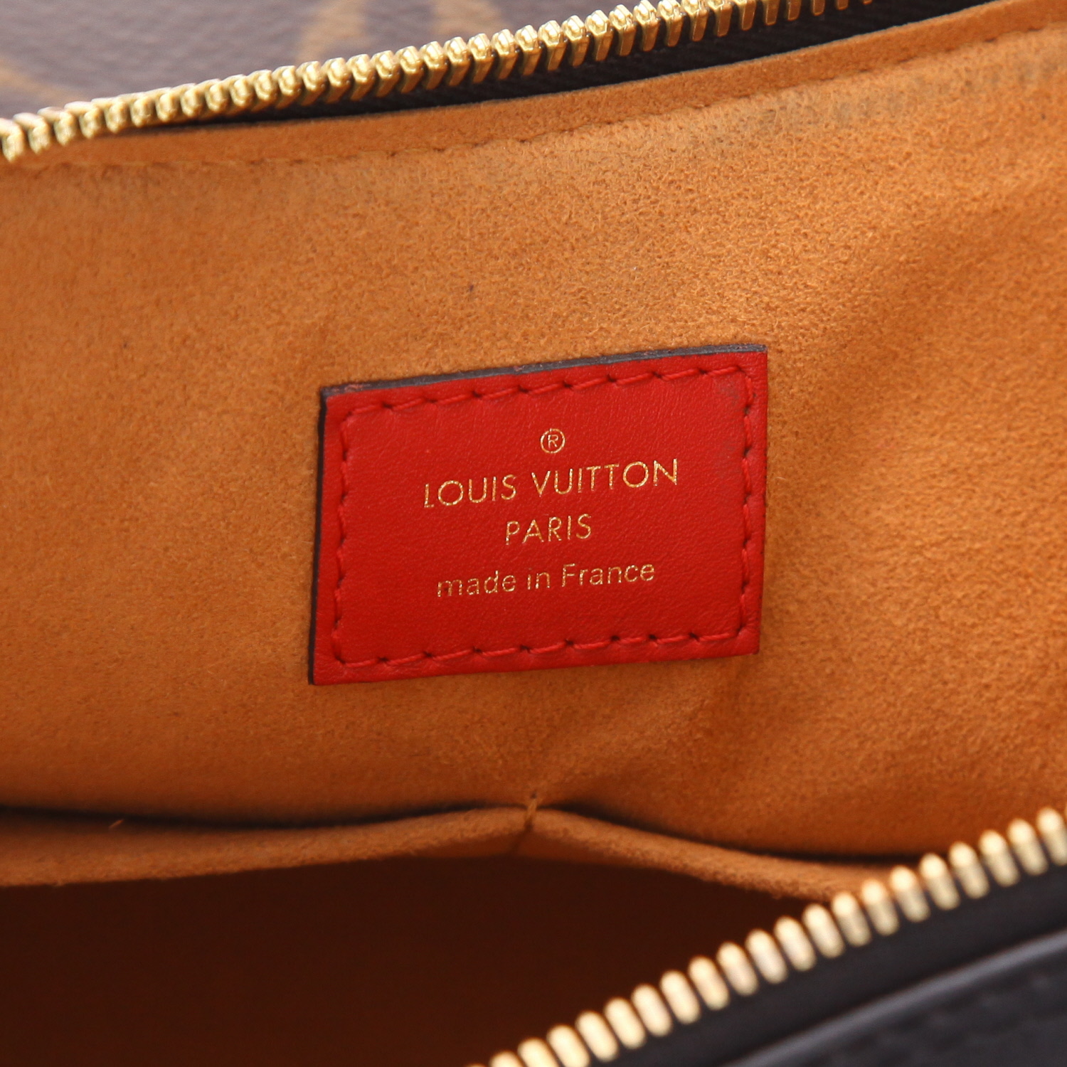 Borsa Louis Vuitton  Tuileries in pelle rossa e nera e tela monogram marrone - Detail D2