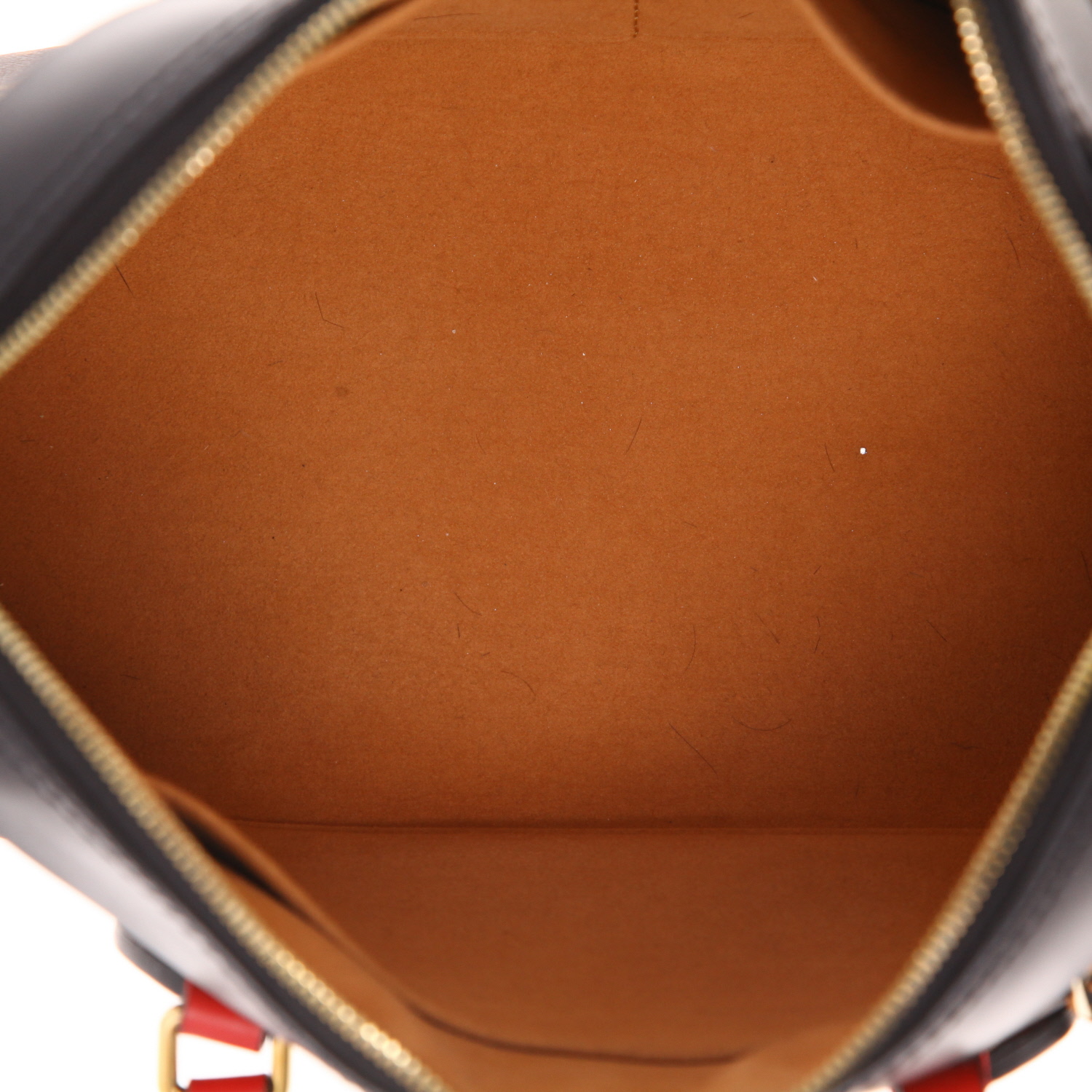 Borsa Louis Vuitton  Tuileries in pelle rossa e nera e tela monogram marrone - Detail D3