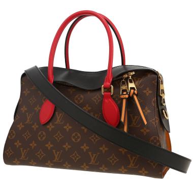 Sac à main Louis Vuitton  Tuileries en cuir rouge et noir et toile monogram marron