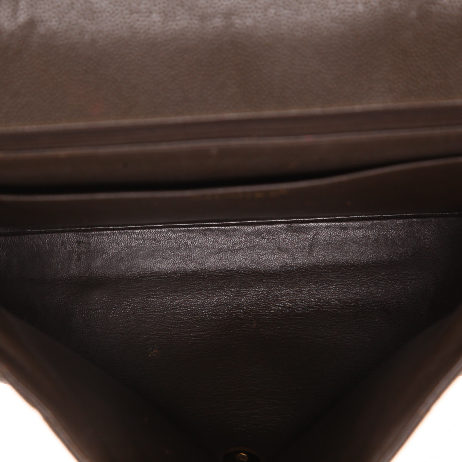 Bolso de mano Chanel  Vintage en cuero granulado acolchado caqui - Detail D3