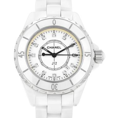 Montre Chanel J12 Joaillerie en céramique blanche et acier Vers 2010