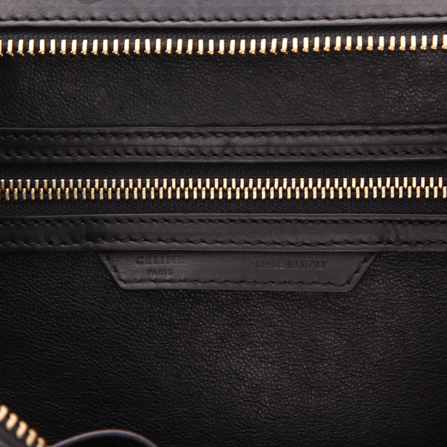 Bolso de mano Celine  Luggage Mini en Veau velours beige y caqui y cuero negro - Detail D2