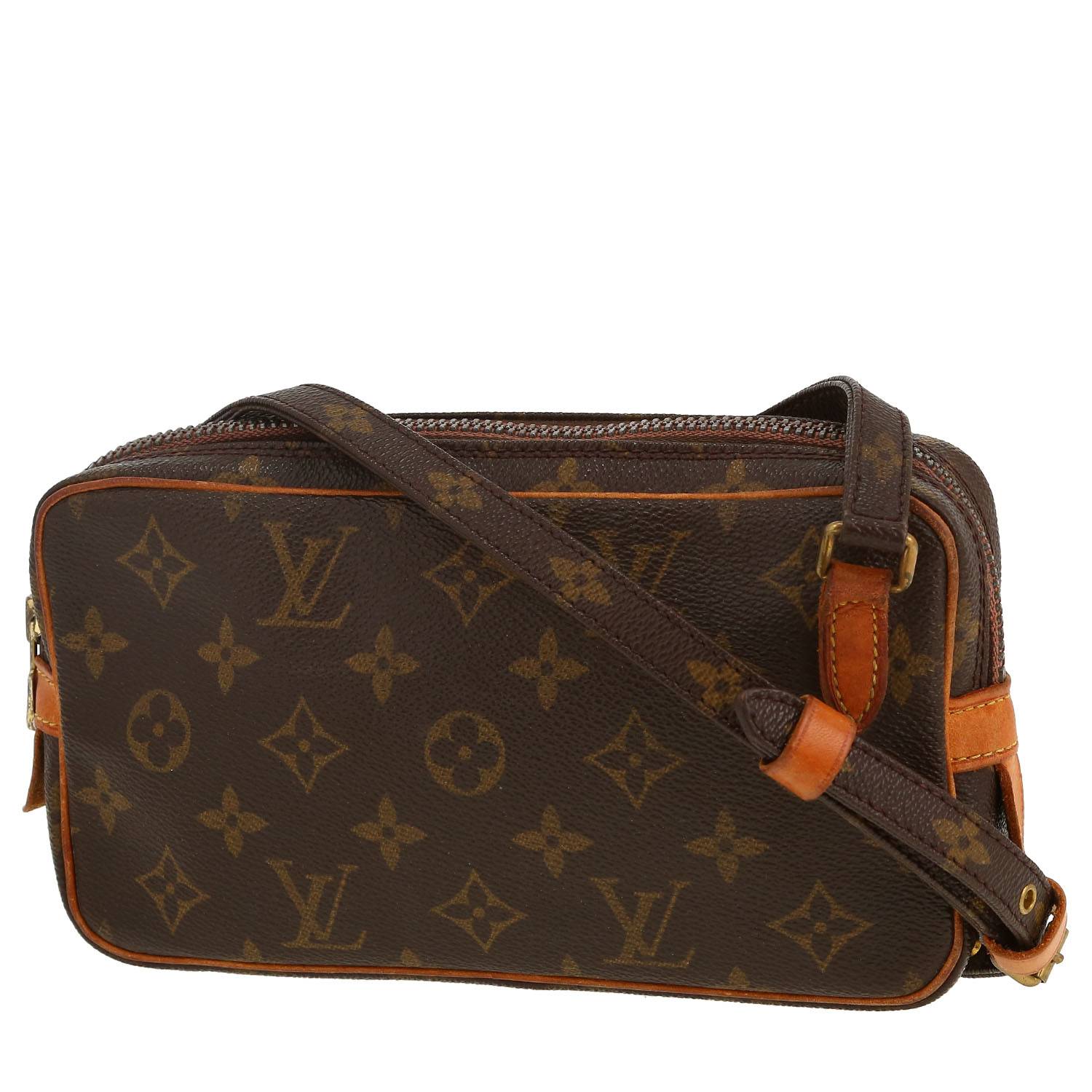 Louis Vuitton shoulder bag in brown monogram canvas and natural leather