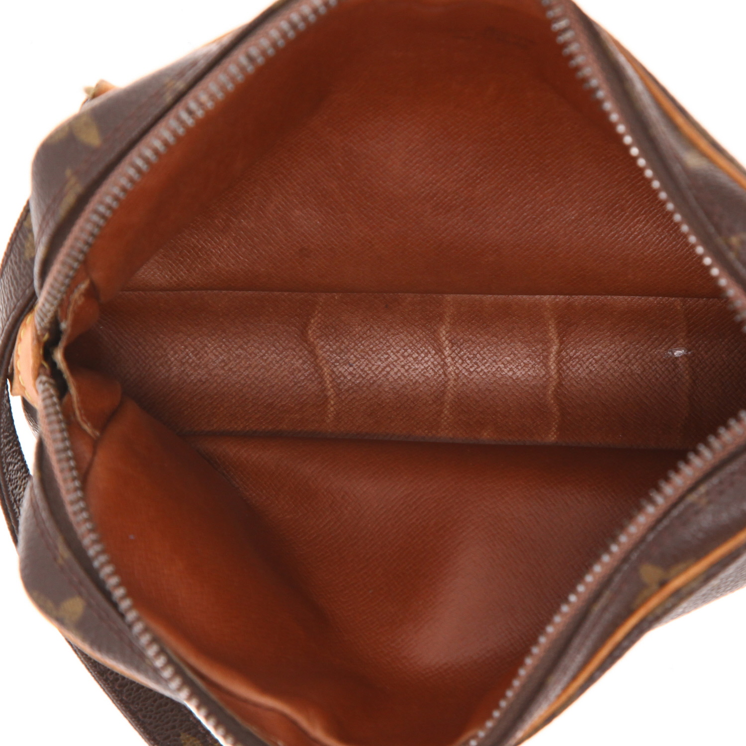 Sac bandoulière Louis Vuitton   en toile monogram marron et cuir naturel - Detail D3