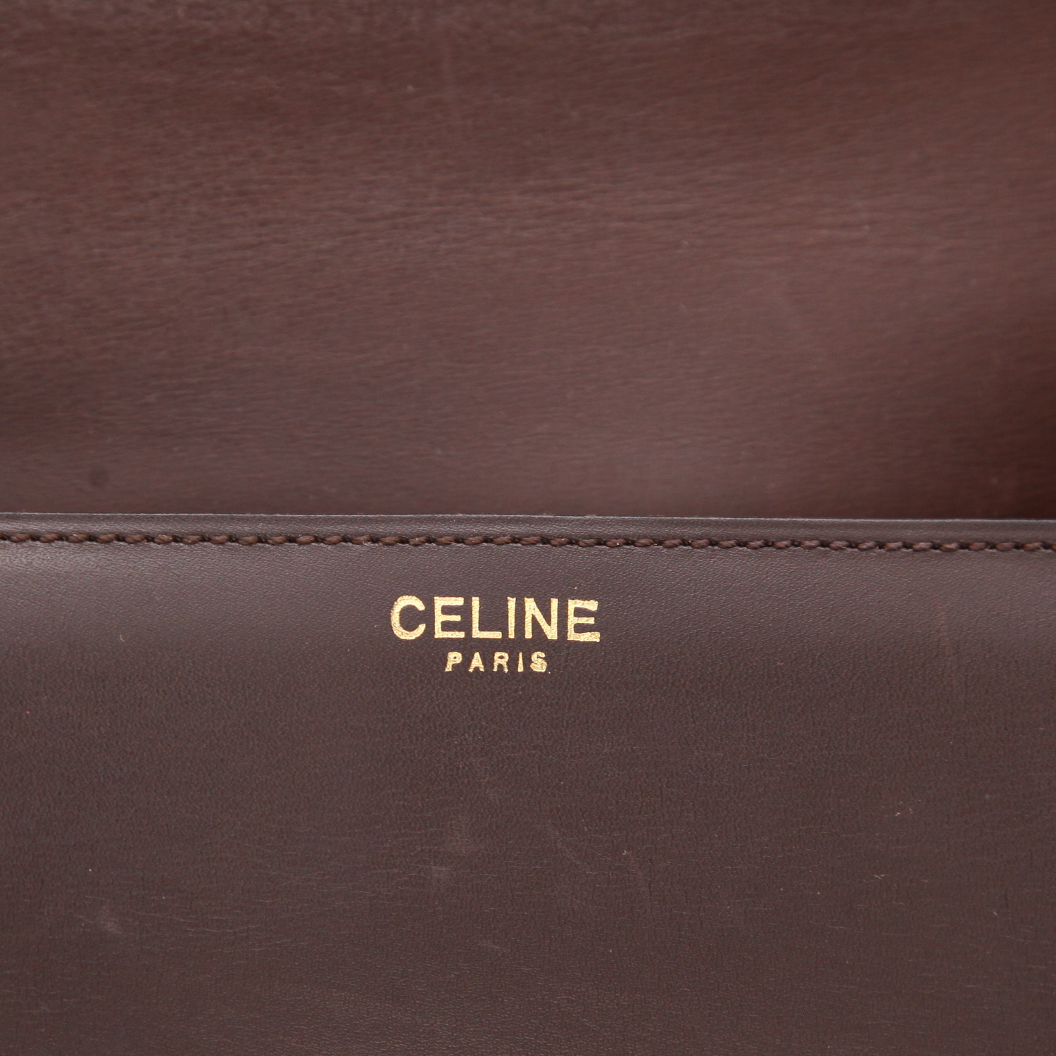 Sac à main Celine  Vintage en cuir marron - Detail D2