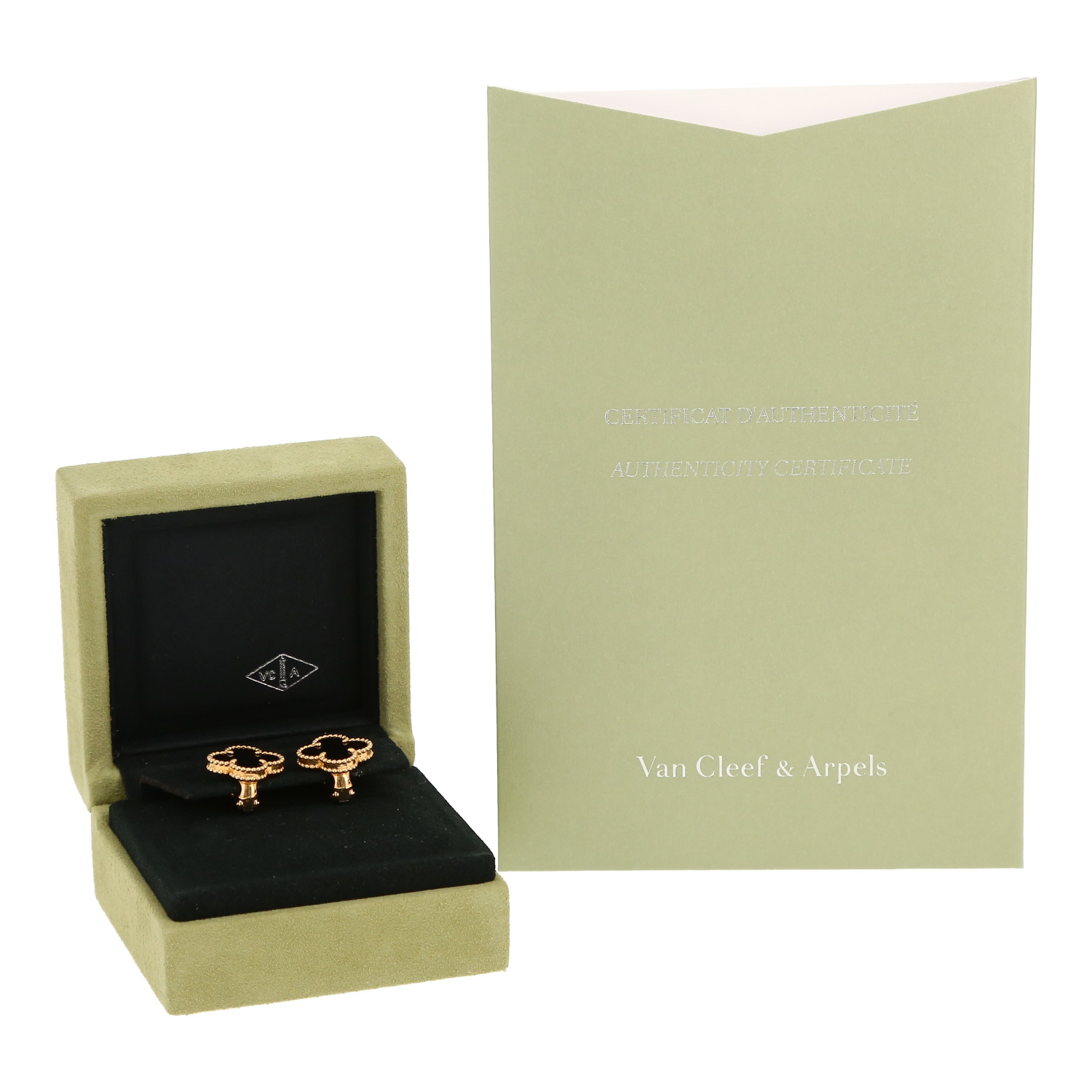 Paire de boucles d'oreilles Van Cleef & Arpels Vintage Alhambra en or jaune et onyx - Detail D2