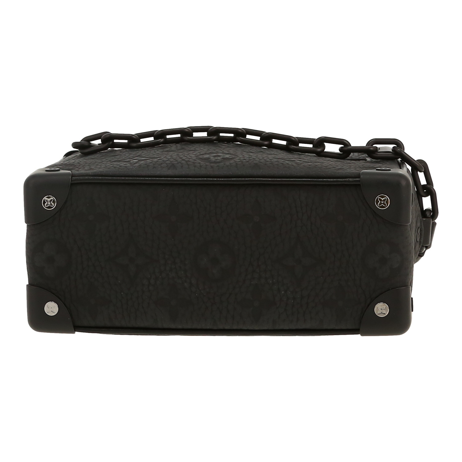 Bolso bandolera Louis Vuitton  Soft Trunk en cuero monogram huella negro - Detail D1