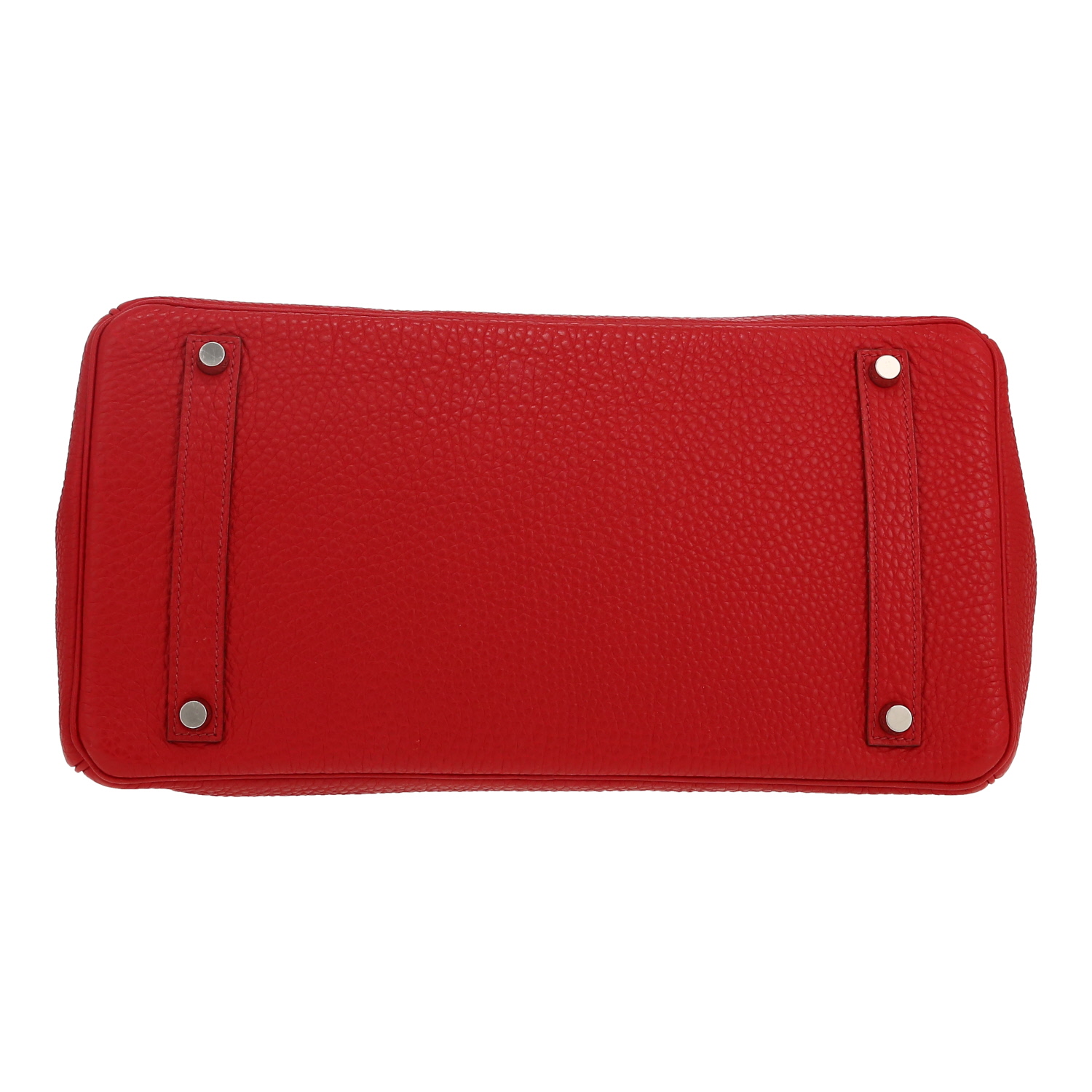 Bolso de mano Hermès  Birkin 35 cm en cuero togo rojo - Detail D1
