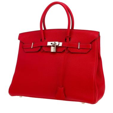 Bolso de mano Hermès  Birkin 35 cm en cuero togo rojo