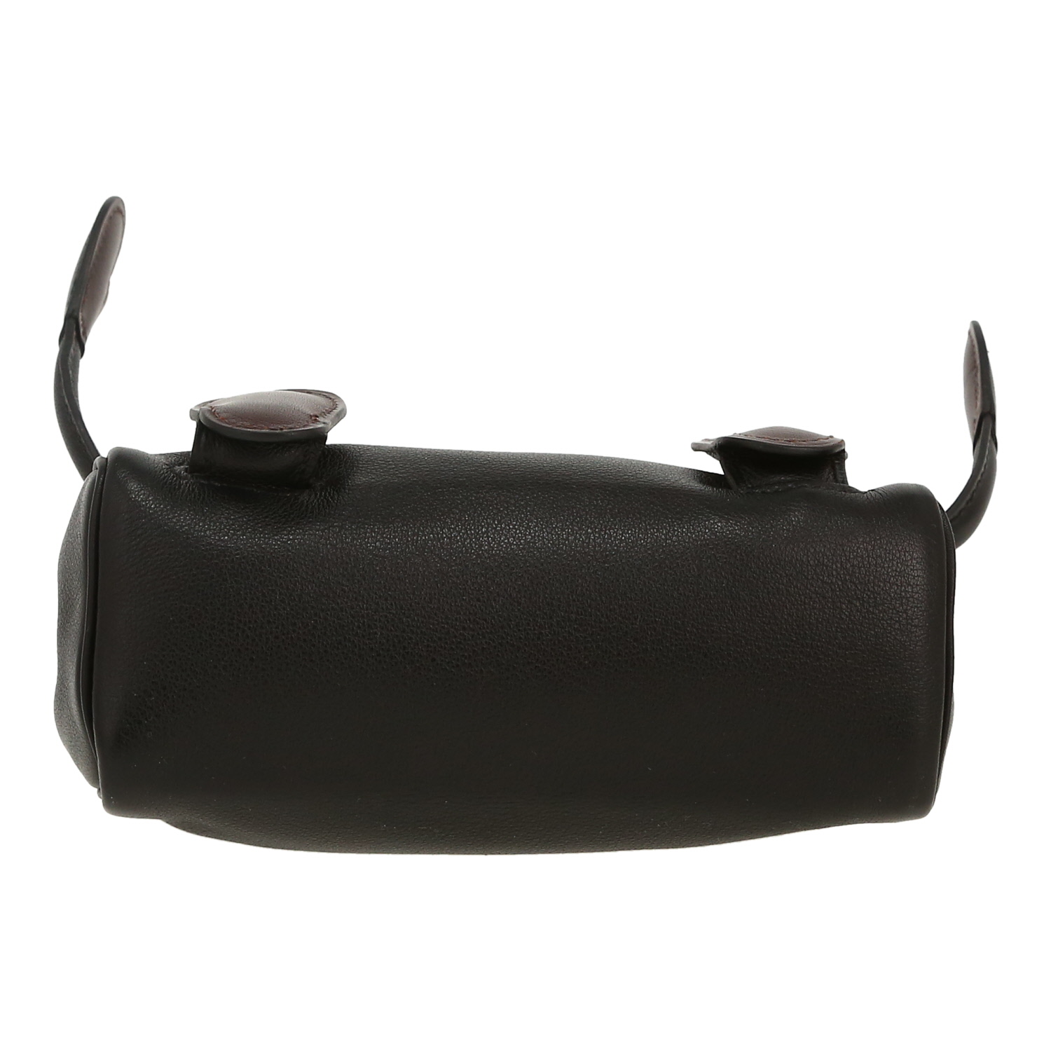 Bolso de mano Hermès  Kelly Doll en cuero swift negro y marrón - Detail D1