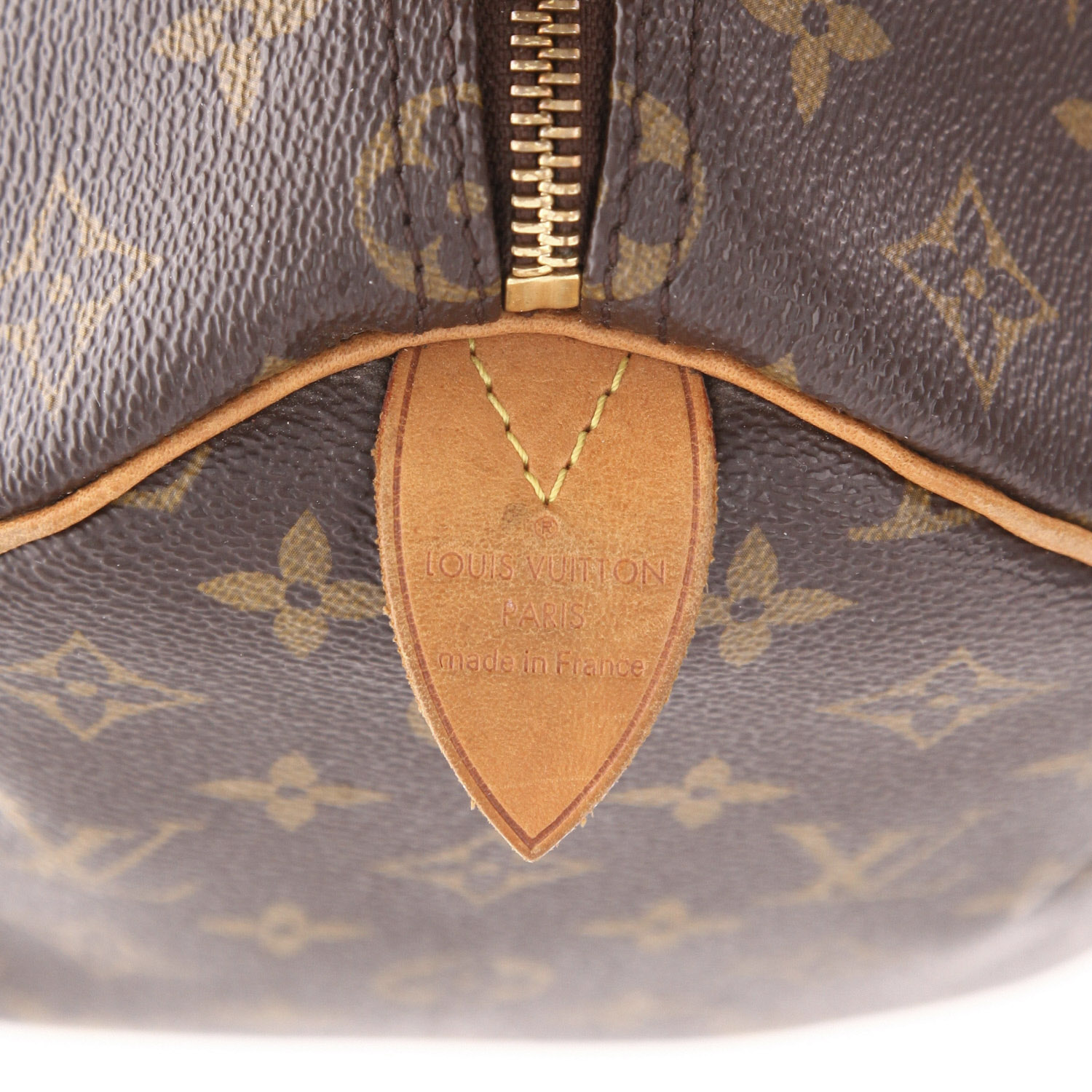 Bolso de mano Louis Vuitton  Speedy 35 en lona Monogram marrón y cuero natural - Detail D2