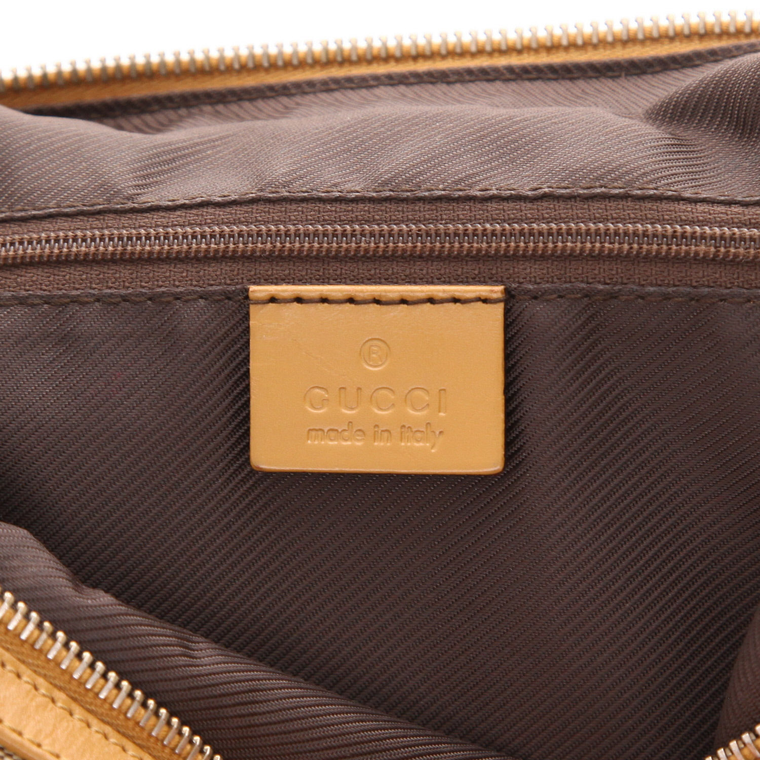 Sac à main Gucci Vintage en toile sûpreme GG beige et cuir marron - Detail D2