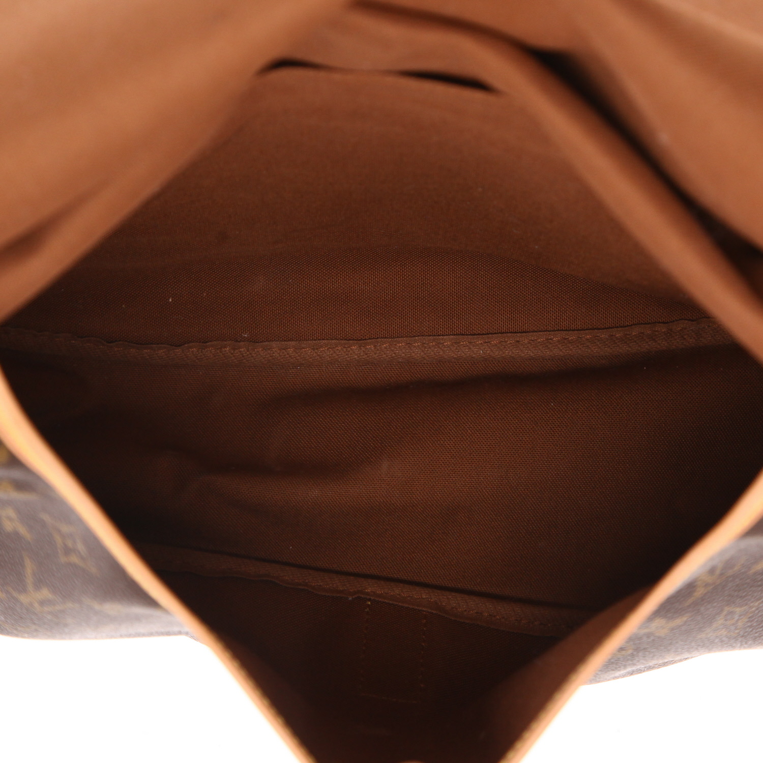 Bolso bandolera Louis Vuitton  Saumur modelo mediano  en lona Monogram marrón y cuero natural - Detail D3