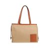 Shopping bag Loewe   in tela beige e pelle marrone - 360 thumbnail