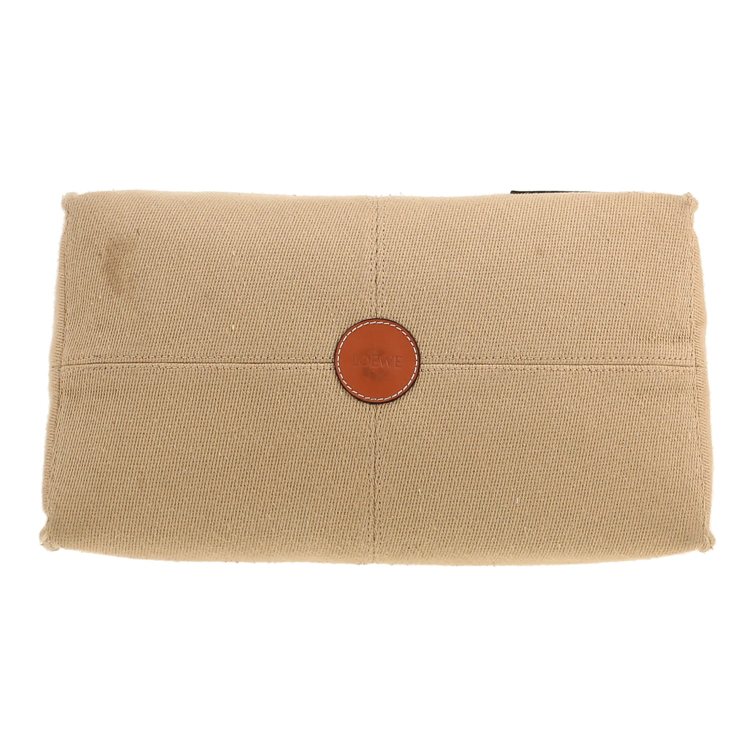 Shopping bag Loewe  Cushion in tela beige e pelle marrone - Detail D1