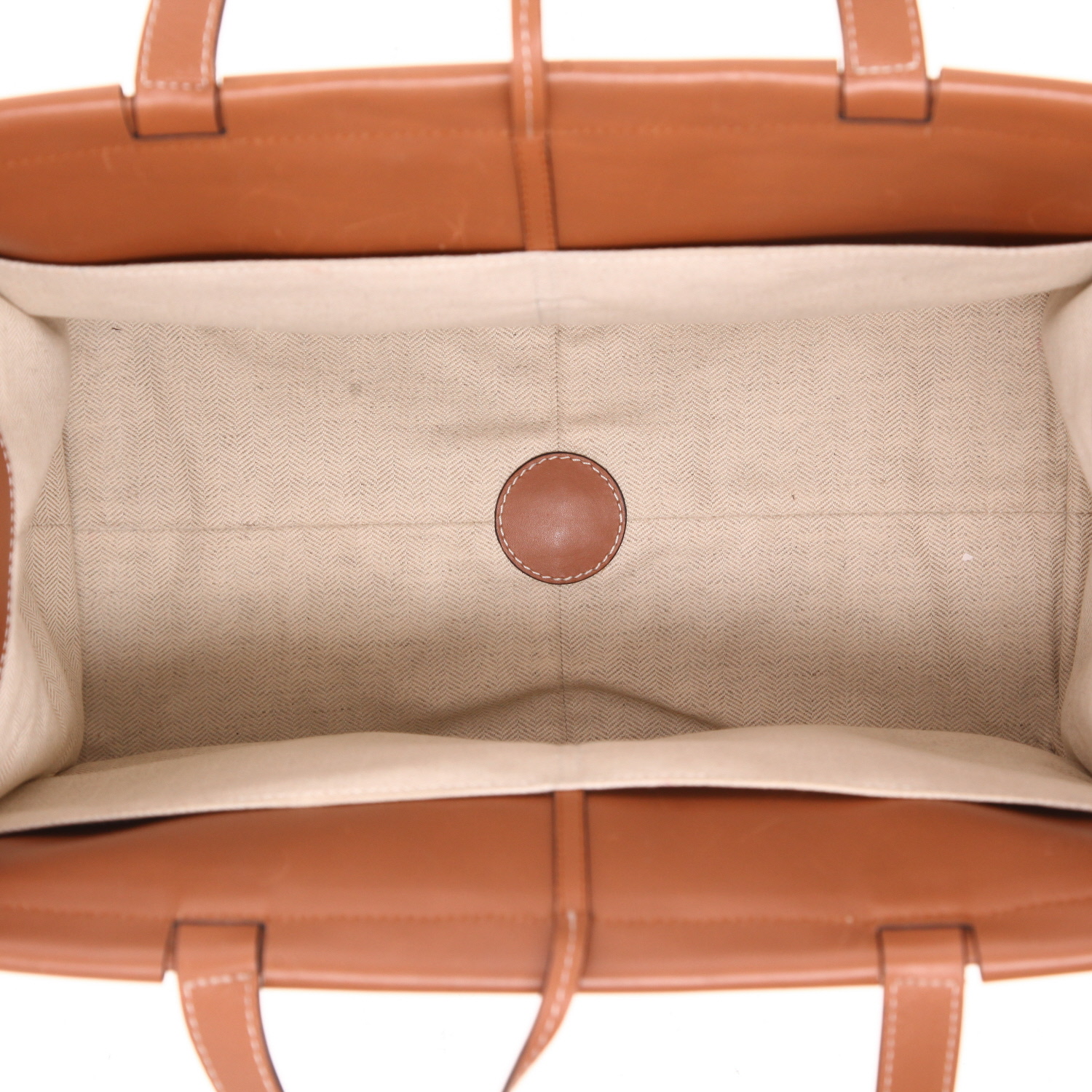 Bolso Cabás Loewe  Cushion en lona beige y cuero marrón - Detail D3