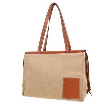 Bolso Cabás Loewe   en lona beige y cuero marrón