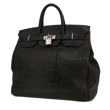 Sac de week end Hermès  Haut à Courroies en cuir taurillon clémence noir