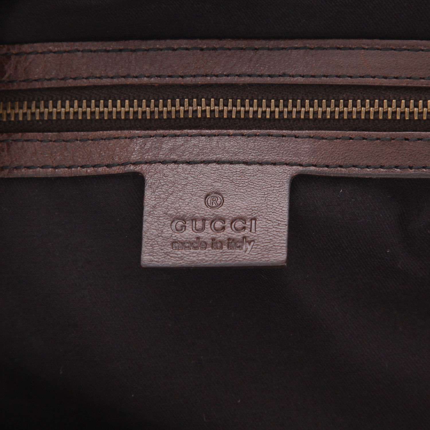 Sac à main Gucci   en Veau velours et cuir marron - Detail D2